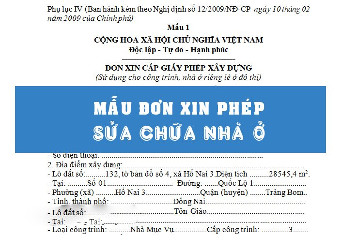 Hồ sơ xin phép sửa chữa nhà Hồ sơ xin phép sửa chữa nhà