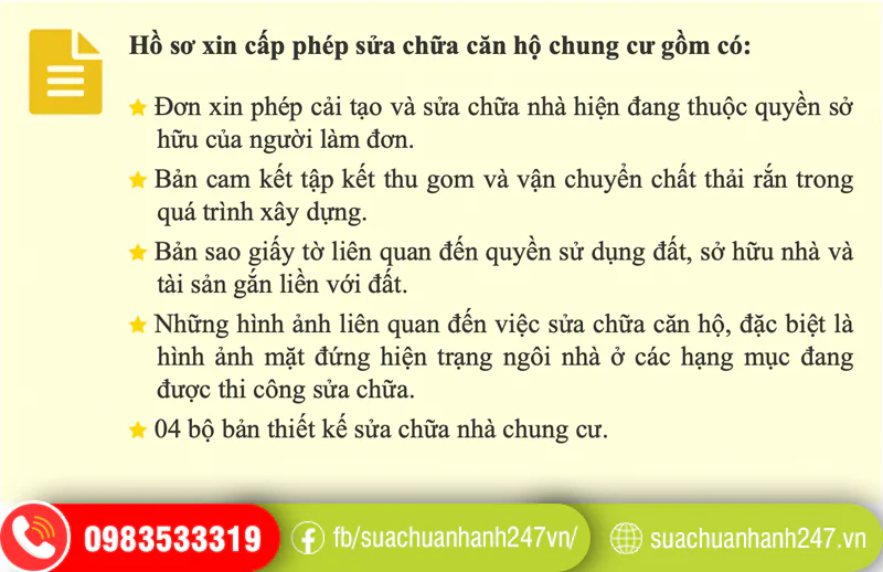 Cần những giấy tờ gì để sửa chữa chung cư 1 phòng ngủ thành 2 phòng ngủ?